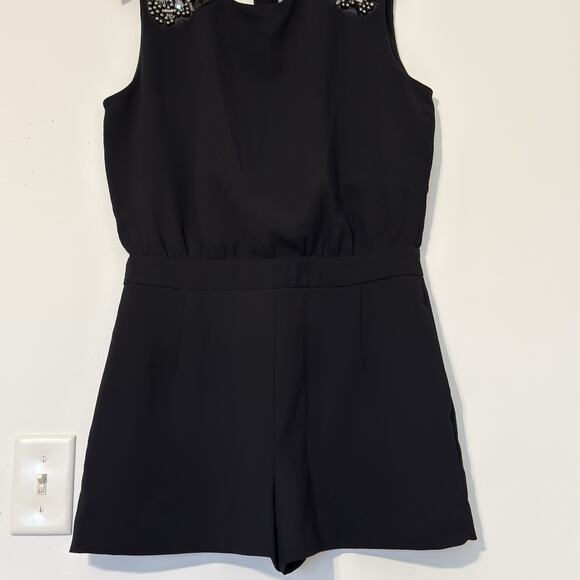 Zara Short Romper with Embellished Shoulders and Open Back, Size L - Picture 3 of 12